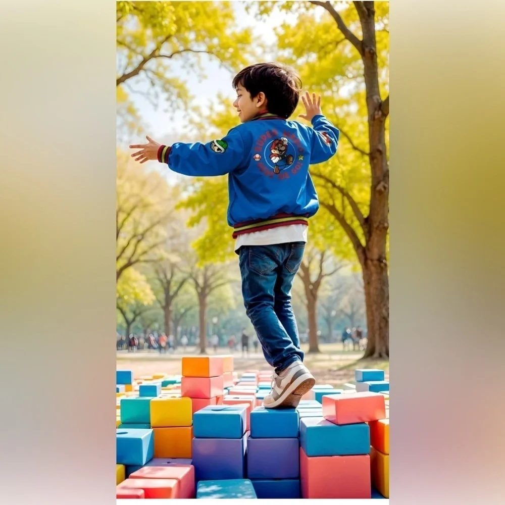 Nintendo Boys Super Mario Varsity Bomber Jacket (Little & Big Boys), Mario
